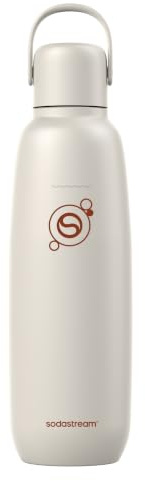 sodastream Fizz & Go Cool, Stainless Steel Carbonated Water Bottle 0.9L, Insulated Metal Bottle for Sparkling Water, Compatible with TERRA, ART, ENSO & More in Sand Beige