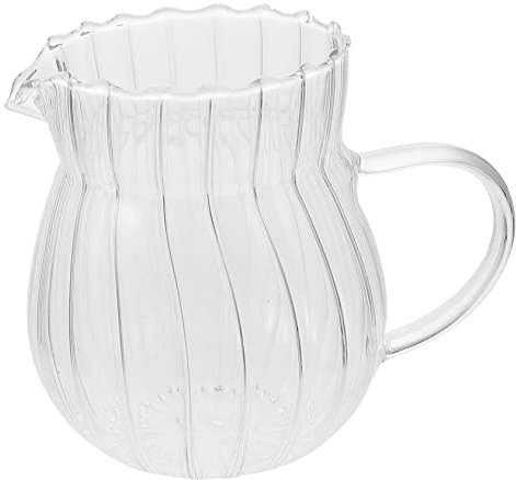 Amosfun Pichet à Lait En Verre 200 Ml, Pot à Lait Pour Maison, Matériau Sûr En Verre Transparent, Anti-fuite Bec Verseur, Pour Café Et Dessert, Usage Quotidien Et Réunion Familiale, Contenant Pratique