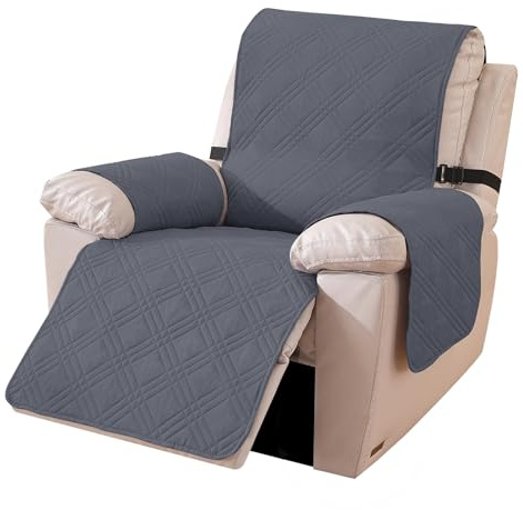 Ystyle Funda Sillon Relax Reclinable, Fundas Sofa Relax Reversible, Funda Butaca Reclinable Antimanchas Antideslizante, Funda Sofa 1 Plaza Gatos Lavable (1 Plaza, Gris Oscuro + Gris Claro)