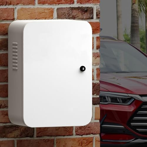 EXCLURA Poteau de Borne de Recharge Boîtier de Protection Mural pour Borne de Recharge pour Véhicules Électriques, Boîtier de Rangement Blanc pour Chargeur de Véhicule Électrique