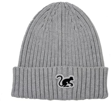 Surf Monkey Beanie Gorro invierno niño/niña 4-10 años - Algodón orgánico (FR/ES, Letras, Talla única, Grisaceo)