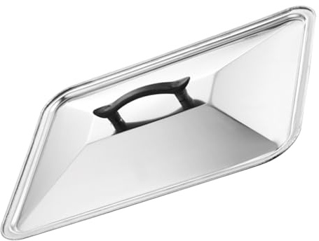 Veemoon Coperchio per Alimenti in Acciaio Inossidabile 50X35 CM Copertura Rettangolare per Piatto Pesce alla Griglia Manico Resistente al Calore Protezione Alimenti per Barbecue e