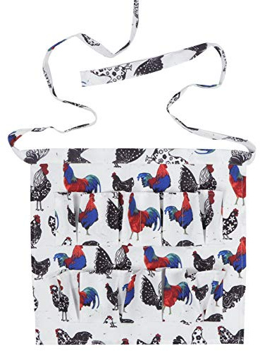 DIRBAK Tablier de collecte d'œufs, tablier de ferme mains libres avec plusieurs poches pour œufs de poulet et de canard, sangle réglable, polyester durable (2 S)