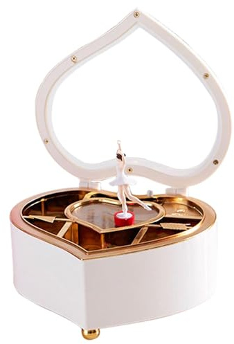 Joyero musical – giratoria de bailarina organizadora de corazones | Collares, pulseras, pendientes, almacenamiento decorativo para niñas