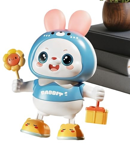 Generico Coniglio Robot,48 Canzoni Cucciolo Ballerino - Giocattolo Elettrico Interattivo a Forma di Coniglio | Per Allenare Il Sollevamento Testa Bambini Nursery Mensola Libri Lettino