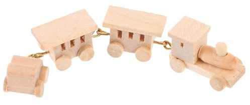 YARNOW Decorazione per Casa delle Bambole Trenino in Legno Miniatura, Giocattolo del Treno Sicuro e Levigato, Artigianato in Legno Naturale