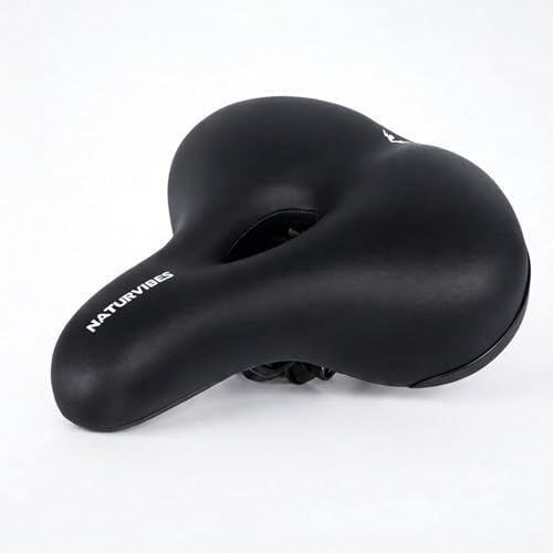 NaturVibes® Bike Saddle Comfort – High-Tech Gel & Shock Absorption I Ergonomic Wide Bicycle Saddle for Women & Men I Waterproof & Breathable I Extra Cushioning for City, Trekking & E-Bike