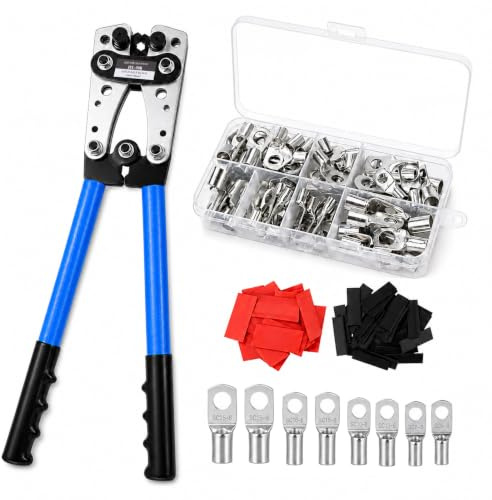 Set de 160 Piezas, Tenazas de Crimpado,Terminales de Cobre y Tubos Termorretráctiles, Manija Ergonómica,Acero al Carbono,para Electricistas y Proyectos DIY en Casa