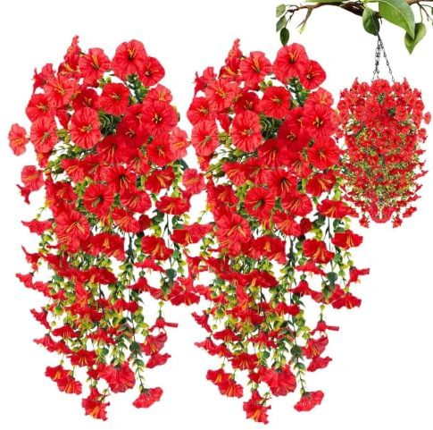 Artificiella petunia blommor för utomhusbruk 2 Stycken Faux Blommor | Ser ut riktiga petunior för utomhus, patio, träd, , bak, balkong, inomhus, bröllop och fest