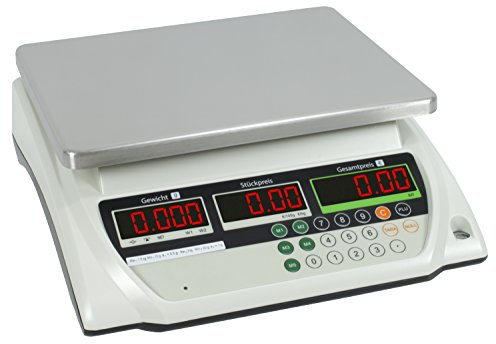 Geeichte Ladenwaage WKA-PRP 30 kg - Teilung 5g mit integriertem Akku Marktwaage Waage