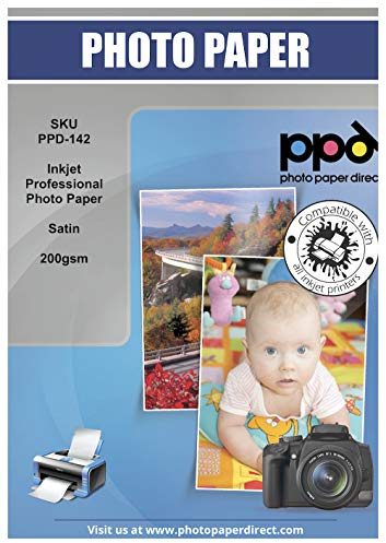 PPD 50 x A4 PREMIUM Inkjet 200 g/m2 Fotopapier Seidenmatt, Wasserfest und Sofort Trocknend, kein Wellen des Papieres durch PE Barriereschicht - Mikroporöse Profiqualität zum Sonderpreis - PPD-142-50