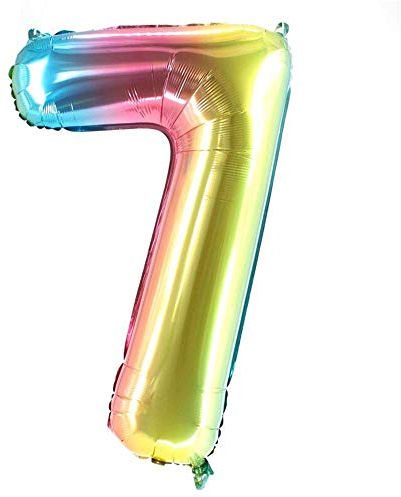 Party Factory XXL Folienballon Zahl 7, Luftballon 100cm, multicolor, Geburtstag, Abi, Jubiläum, Party Ballon, Heliumballon, Deko