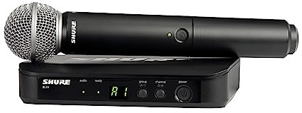 Shure BLX24/SM58 UHF Wireless Microphone System - Perfect for Church, Karaoke, Vocals - 14-Hour Battery Life, 100m Range | Includes SM58 Handheld Vocal Mic, Single Channel Receiver | K3E Band