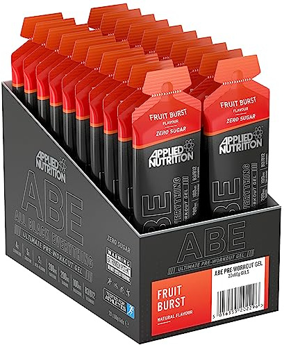 Applied Nutrition ABE Pre Workout Gel - All Black Everything Pre Workout Gel, Energy & Physical Performance with Citrulline, Creatine, Beta Alanine (20 x 60ml Gels) (Fruit Burst)