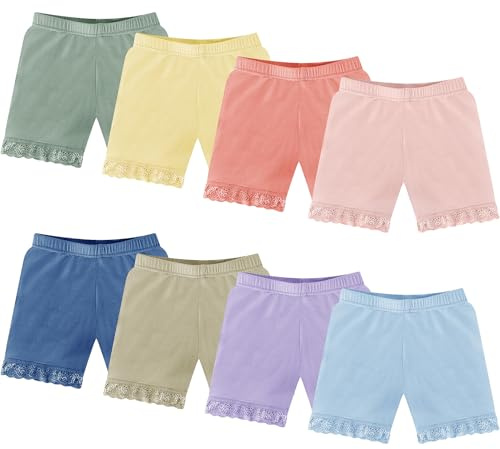 Boyiee 8 Pack Girls Shorts Toddler Bike Dance Gymnastics Yoga Safety Active Under Dress Shorts(4-5 Years,Rainbow)
