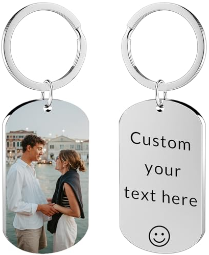 CWYW Benutzerdefinierte Schlüsselbund Mit Bild Doppelseitig Personalisierter Schlüsselanhänger Gravur Schlüsselanhänger für Männer Frauen Geschenke