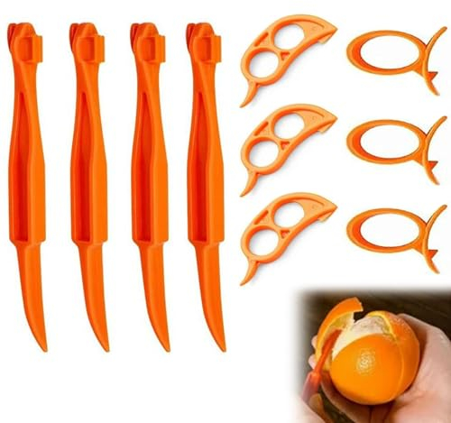 10-Teiliges Orangenschäler-Set, Runde Orangenschäler, Pomelo-Schäler aus Kunststoff, Maus-Orangenschäler, Langer Orangenschäler, Zitronenschäler, für Zitronen- und Shaddock-Orangen-Set