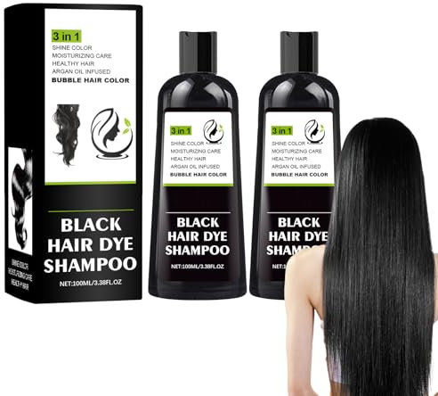 Shampooing Colorant Noir Teinture Instantanée Pour Cheveux, Black Hair - 100ML*2PC