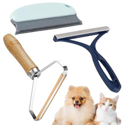 PSFYRN Pet Hair Remover, Lint Remover, 3 Pcs Reusable Cat Dog Hair Remover, Carpet Scraper Tool, Lint Rollers for Pet Hair, Suitable for Carpet, Sofa, Clothes, Bedding, Furniture, Etc