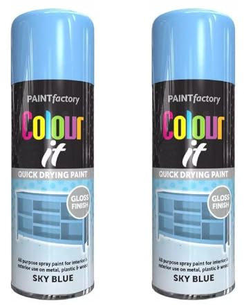 SDMAX Sky Blue Aerosol Spray Paint, Durable And Gloss Finish, Quick Drying, Long Lasting, Non-Cracking, Easy To Use, Lightweight And Portable, Multipurpose Use, 400ml (2PCS)