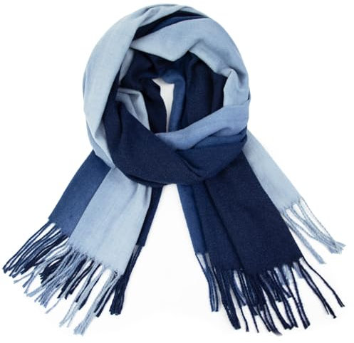 Glamexx24 Schal Damen Winterschal Gefühl Langer Schal mit Fransen Baumwolle Warm Herbst Winter Farbverlauf Deckenschal und Tücher 165x 70 cm