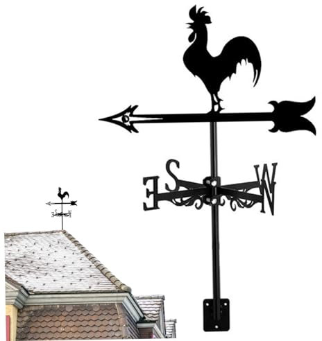 Camino del Clima Monte del Techo de la Forma del Animal Weathervane Viento Decorativo Viento de Viento de 13x22 Pulgadas Indicador de dirección del Viento para la Granja del jardín del Patio, Gallo,