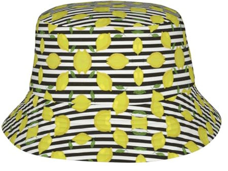 Kfjghhl Chapeau cloche unisexe à rayures bleues et citron léger pour l'été, la plage, les vacances, les vacances