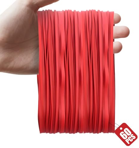 XRXYMQ Gummiringar 60 stycken gummiband 180 x 3 mm röd stor gummi hållbart och slitstarkt hushållsgummi återanvändbar gummiring för hushållsgummi hantverk kontor skoltillbehör
