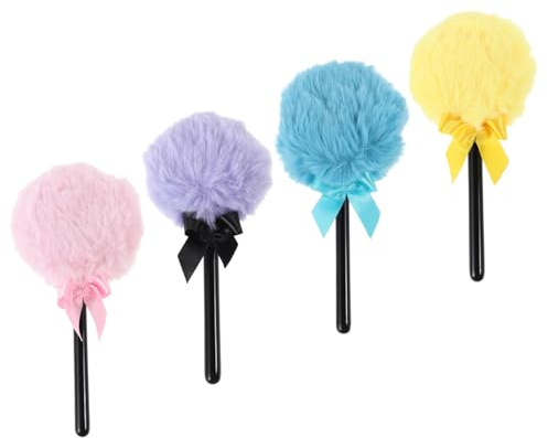 Veemoon 4 Borlas Para Polvos: Borlas De Maquillaje Esponjosas, Y Aterciopeladas, Aplicador Para Cosméticos Faciales, Base, Herramienta De Portátil.
