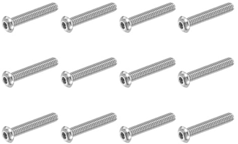 PATIKIL Viti A Testa Cilindrica Con Innesto Esagonale, 12 Pezzi 1/4-20 UNC X 1-1/2 Pollici 304 Acciaio Inossidabile Innesto Esagonale Filettatura Completa Bulloni Macchina, Argento