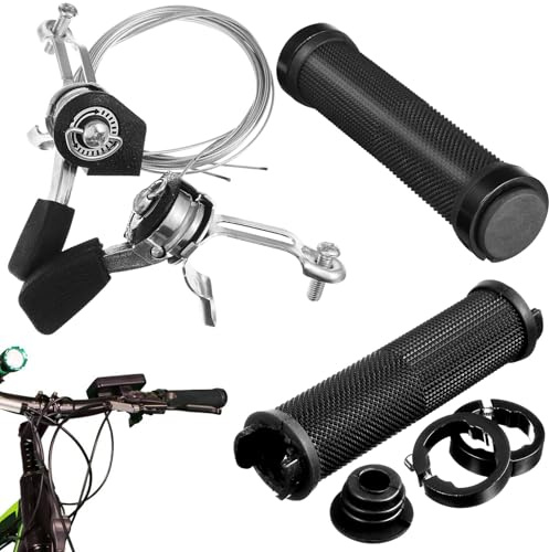 ABOOFAN Manettes de Changement de Vitesse Vélo Noir Levier Twist pour VTT et Vélo Droit Kit Complet avec Poignées Ergonomiques Remplacement Facile et Précis Vitesse