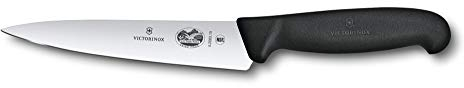 Victorinox Fibrox Kochmesser, Breites Universalmesser für Obst und Gemüse, 15 cm, Gerade Klinge, Scharf, Rostfreier Stahl, Schwarz