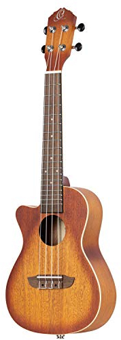 Ortega Guitars Konzert Ukulele Linkshänder – Elektro-Akustisch – Earth Series – mit Cutaway – Okoume, Braun (RUDAWN-CE-L)