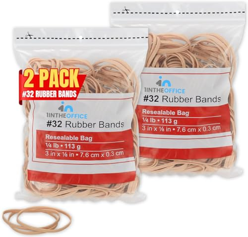 1InTheOffice Rubber Bands Size 32, Beige, 1/4 lb. Bag, 225/Pack #32, (2 Pack)