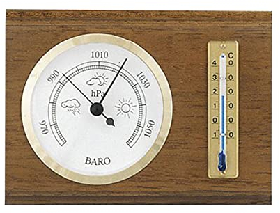 SELVA Barometer, Thermometer, mechanisch, analog, 155 x 115 mm, rechteckig, made in Germany, Farbe:Eiche rustikal