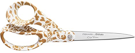 Fiskars x Iittala Designer-Universalschere, Rechtshändig, Cheetah, Länge: 21 cm, Edelstahl-Klingen, Inkl. brauner Geschenkbox, 1066633
