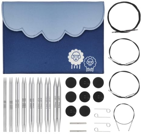 KnitPro Juego de puntas de agujas de tejer, Nova Metal, juego de lujo de 3,50, 4,00, 4,50, 5,00, 5,50, 6,00, 7,00 y 8,00 mm