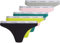 Calvin Klein Damen 5er Pack Strings Thong Low-Rise Baumwolle mit Stretch, Mehrfarbig (Blk/Gryhtr/Bf Pk/Lvly Tl/Kwl Lm), M