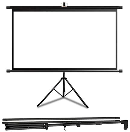 SXKJQER Écran De Projection sur Pieds 60, 72，Écran pour Projecteur Intérieur Et Extérieur pour Films Ou Présentations，Écran sur Trépied HD Premium sans Pli 4:3, 16:9(16:9,60)