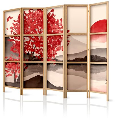 framed concept - Paravent Raumteiler aus Holz 225x172 cm, 5-teilig, einseitig, im orientalischen Stil