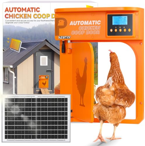 NEWTRY Automatic Chicken Coop Door - Innovative Side-Opening Design, Timer & Light Sensor Control, Solar/Batterie/AC Triple Power Mode with 40M Remote Range, Anti-Pinch IP 45 Electric Chicken Door