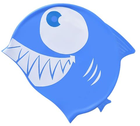 Cuffia da nuoto – Cuffia da bagno per ragazzi e ragazze, cappello da piscina per bambini | Cappello da nuoto in silicone con design a squalo, cartone animato, morbido e impermeabile, per