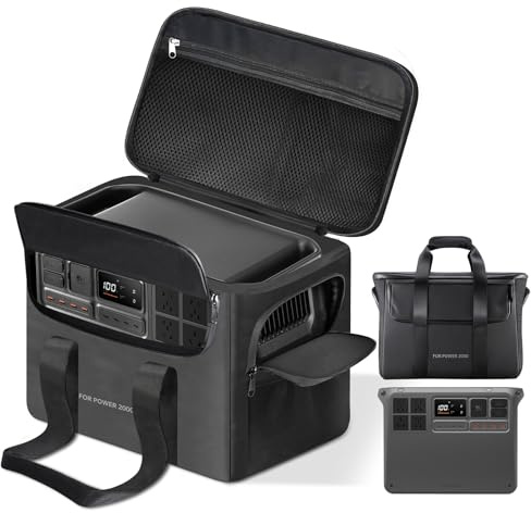 sarlar Carrying Case for DJI Power 2000 Portable Power Station, Travel Storage Bag Anti-collision Scratch-proof and Waterproof with Back and Sides Pockets for Charging Cable and Accessories