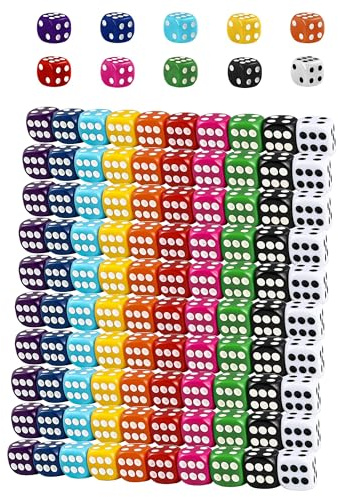 HAXIHA 100 Stück Würfel Bunt Set,Sechsseitiger Würfel,Spielwürfel Bunt,für Würfelspiele Tischspiele,Polyedrisch Würfel Set (16mm)