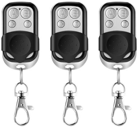 3PCS 433mhz Universal Garage Door Remote Control,Automatic Electric Gate Opener Cloning Wireless Key Fob with 4 Buttons,Copy Remote Opener Garage Door Remote Control Fob for Roller Shutters,Car Alarm