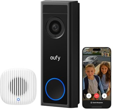 eufy Video Doorbell Camera Wireless C30 with Chime 2, Live Video Calls, 2K FHD, 10 Bell Sounds, Bluetooth Auto-Pairing, Battery Powered, Easy Installation, HomeBase S380 Compatible, No Monthly Fee