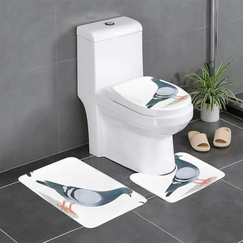 QAZWZML Set di tappetini da bagno con motivo piccione, adatto per la maggior parte dei bagni domestici e delle camere d'albergo.