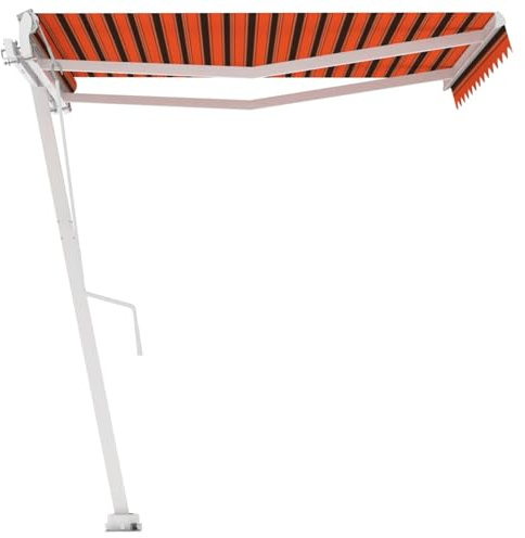 HOMELEN Standmarkise Einziehbar Handbetrieben 350x250 cm Orange/Braun, Markise Balkon Ohne Bohren, mit Handkurbel Alu-Markise UV-Beständig Höhenverstellbar & Wasserabweisend | Sonnenschutz Für Laden