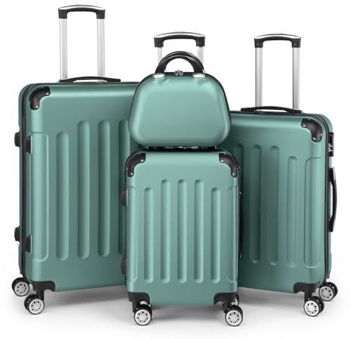 LEADZM Juego de Maletas de 4 Piezas con Neceser (Turquesa) | Maletas de Viaje Grandes 23 Kilos, Maleta Cabina con Refuerzos de Esquina, Mediana, Maleta de Viaje