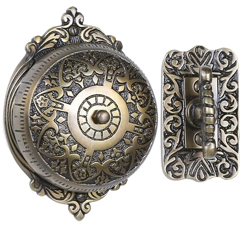 A29 Vintage Doorbell – Victorian Twist Brass Doorbell Chime with Manual Hand Turn Chime – Solid Brass Antique Finish – Mechanical, Wireless Door Bell, DIY Installation, Decorative Classic Design